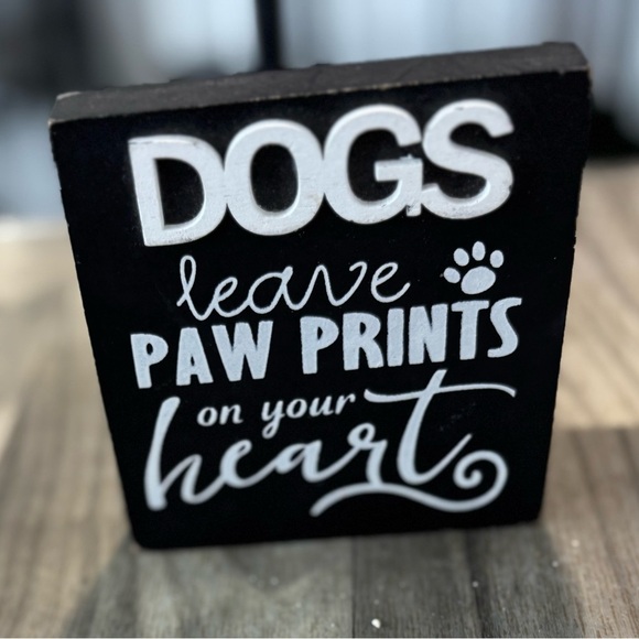 Other - Black and White Dog with Unique Paw Prints